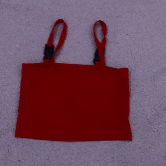 SHEIN Buckle Up Dragon Design Red Crop Top - Picture 2 of 2